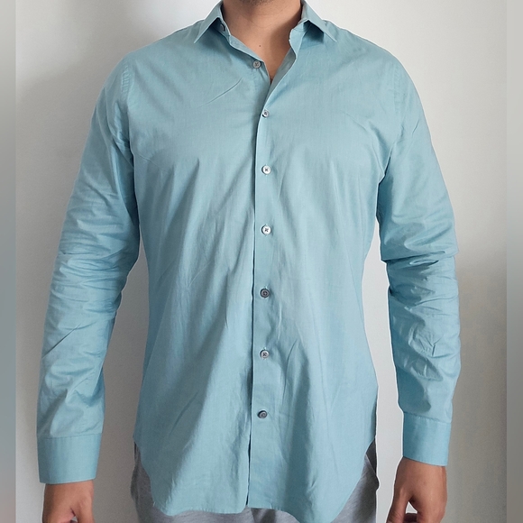 Extra Slim Fit Express 1MX Dress Shirt – Light Green | Size - Picture 1 of 3
